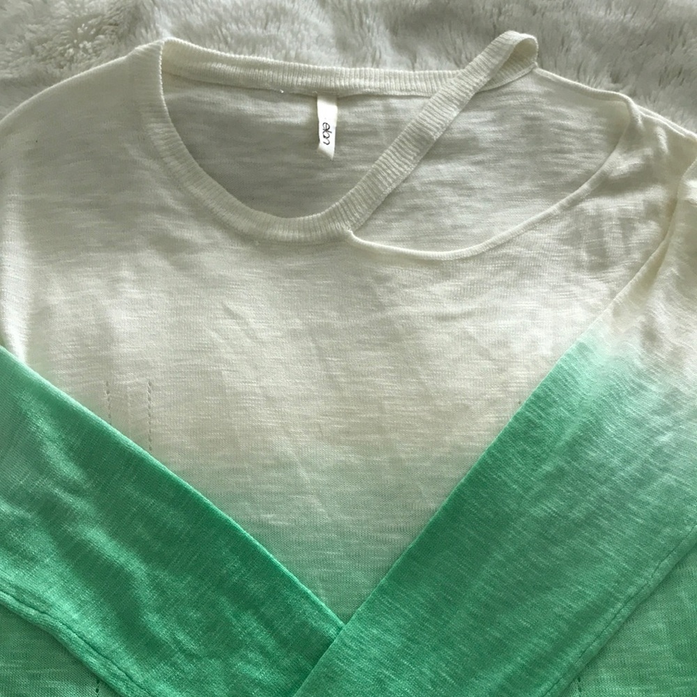 Elan White & Green Ombre Sweater Small
